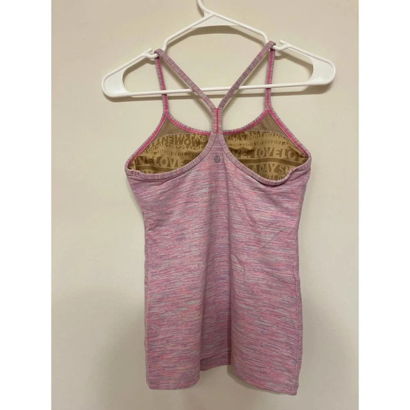LULULEMON womens 6 light purple space dye power Y luon tank top built in bra - Picture 3 of 4